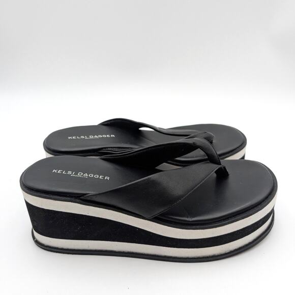 Kelsi Dagger Gigi Platform Wedge Flip Flop Sandal Women's Black Size US7.5 EU38 - Picture 4 of 11